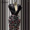 Бальные платья 2023 Прибытие Черная Русалка Вечернее платье с глубоким v-образным вырезом и кристаллами в арабском стиле Дубай Женское вечернее платье для выпускного вечера