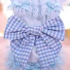 Dog Apparel OIMG Plaid Bow Small Princess Dress For Pet Clothes Yorkies Teddy Schnauzer Spring Summer Puppy Skirt Solid Lace Garment