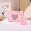 Portafogli da donna Mini peluche ricamo simpatico cuore modello portafoglio corto portamonete alla moda da donna soffice