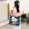 Anime mönster bulk tillfällig förvaring tote canvas väska shopping väska axel jacquard vävt broderi tecknad moe netflix student tote kvinnors väska dhl