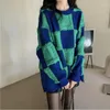 Women's Sweaters Fat Plus Size Checkerboard Plaid Sweater Autumn And Winter Spring Lazy Wind Jacket