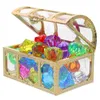 Vaser kristallbox skatt akryl diamant ädelstenar falska juveler barn plastfärgad