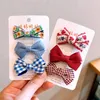 Accessoires pour cheveux, 3 pièces/ensemble nœuds, épingles en tissu, Clips pour enfants filles, Kawaii, motif Floral, couleur unie, épingles à cheveux pour bébé, Bang Side Kid