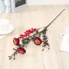 装飾的な花3ヘッド秋のボールchrysanthemum with Red Berry Flower Branch DIY Home Wedding Party Decoration Fake Plants