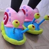 Slippers winter dames cartoon grappig schattig slak huis pluche schoenen indoor gezellige vlakke dia's harige warme katoenen slipper meisje f 68b3