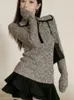 Pulls pour femmes Automne Vintage Zipper Turn Down Collier Femme Mode coréenne Tous Matach Cardigan Mujer Basic Y2K Esthétique Slim Pull