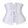 Women's Shapers Plus Size Women Sexy Underbust Corset 24 Steel Boned Waist Cincher Trainer Short Torso Body Shaper Lace Up Bustier