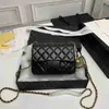 Moda altın top cc çanta 17cm kadınlar flap crossbody çanta elmas ekose deri zincir çantası lüks tasarımcı çanta