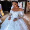 Abiti da sposa Abiti da sposa bianchi Una linea O-Collo Manica lunga Paillettes Applique Cerniera in rilievo Nuovo personalizzato Taglie forti Stringate Avorio Illusion Paillettes