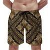 Short pour homme doré baroque planche orientale vintage damassé décontracté plage pantalon court motif surf séchage rapide maillot de bain cadeau d'anniversaire