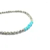 Link Bracelets Natural Stone 4mm Faced Pyrite Round Beads Bracelet With Blue Resizable Gift For Men And Women