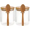 Storage Bottles 2 Pcs Glass Canisters Dried Fruit Jars Bamboo Lids Containers Tea Large Coffee