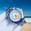 M Blue Dial Ice Out Gold Montres pour diamant Montre-bracelet mécanique 44 Automatique Movemt Top Marque Montres-bracelets à rôle élevé Montre de créateur