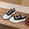 Top quality Canvas Rhinestone buckle Platform loafers Fashion Classic Dress Designer Shoes Factory Shoes 3.5cm