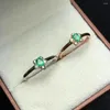 Кольца кластера, натуральный зеленый изумруд, элегантное кольцо со звездами, S925, серебряное кольцо с камнем для девочек, женский подарок на вечеринку, изящные ювелирные изделия