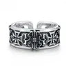 Cluster Rings Temu Vintage Trend Men's Skeleton Cross Design Niche Haute Cunk Hip Hop Old Open Point Finger Ring