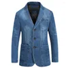 Men's Suits Winter Cotton Casual Fashion Suit Denim Blazer Jacket Male Autumn Slim Fit Jeans Blazers Outwear Coats Masculino Plus Size 4XL