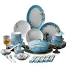 Louça conjuntos de cerâmica talheres jingdezhen chinês luxo osso china esmalte tigela pauzinhos e pratos conjunto caixa de presente