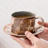 Tassen Untertassen Vintage Espressotasse und Untertasse Keramiktasse Ästhetischer japanischer schöner Tee Keramik Tasse Trinkgeschirr YY50CS