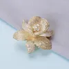 Broches de zircônia cúbica para festa de casamento, joias, broche de flor para mulheres, pavimentado, pétala cz, broche floral, bijuterias de luxo, acessórios de terno