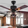 High Quality Loft Fan Chandelier Retro Dining Room Household Electric Mute LED Remote Leaf Lamp