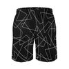 Heren shorts abstracte geometrie gym zomer witte lijn print sport fitness strand korte broek heren klassiek ontwerp oversize zwembroek