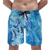 Mäns shorts Summer Board Ocean Blue Marble Sports Surf Modern Art Print Design Short Pants Vintage Quick Torking Swim Trunks
