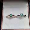 Anelli a grappolo Gemma verde smeraldo naturale Elegante anello a piccole stelle S925 Pietra d'argento Ragazza Regalo per feste da donna Gioielleria raffinata