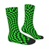 Herrstrumpor Neon Green Checkered Black Checkerboard Swirl Frankenstein Horror Movie Male Mens Women Autumn Stockings Harajuku