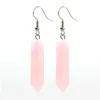 Boucles d'oreilles pendantes KFT cristal naturel hexagone prisme Rose Quartz améthyste Fluorite pierre crochet femmes filles boucle d'oreille bijoux