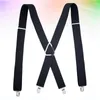 Men's Suits 1pc X Shape Mens Suspenders Wide Adjustable And Elastic Braces Pants Strap Heavy Duty With 4 Strong Clips For Male (Black)