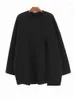 Pulls pour femmes Noir Big Taille Hem Slit Pull à tricoter Col rond Manches longues Femmes Pulls Mode Automne Hiver 2023 K044