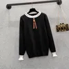 Женские свитера, черный, розовый, с бантом, милый корейский стиль, Harajuku, весна-осень-зима, вязаный винтажный пуловер, мода 2023, женский
