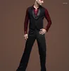 Abbigliamento da palco Pantaloni latini da uomo a righe nere in due stili Pantaloni da uomo per ballo da sala Cha Rumba Samba