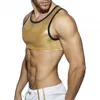 Men's Tank Tops Sexy Men Shiny Metallic Clubwear Faux Leather Sleeveless Tees Vest Male Muscle Stage Crop For Evening Party Short