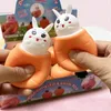 Cute Animal Squishy Carrot Rabbit Squeeze Balls Radish Rabbit Stress Stump Rubber Stake Squishy Rabbit in Carrot Miniature Sensory Toys