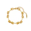 Link Bracelets Stainless Steel Chains Unsiex Gold Color Round Beaded Ball Lobster Clasp Pulseras Women Jewelry Party Gift