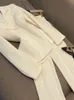 2023 Autumn Ivory Solid Color Slim Two Piece Pants Set Long Sleeve Notched-Lapel Paneled Blazers Top Flare Trousers Pants Suits Set Two Piece Suits O3G302666