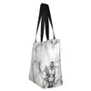 Sacs à provisions Luxe gris marbre épicerie fourre-tout femmes Texture motif abstrait toile Shopper sac à bandoulière grande capacité sac à main