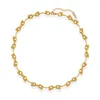 Link Bracelets Stainless Steel Chains Unsiex Gold Color Round Beaded Ball Lobster Clasp Pulseras Women Jewelry Party Gift