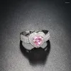 Clusterringe yayi Schmuck Top -Qualität Pink Natural Edeles Kubikzirkonia Silber Farbe Engagement Hochzeit Herzgeschenke