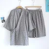 Мужская одежда для сна, хлопковые комплекты кимоно для лета и осени, разноцветные халаты с короткими рукавами и шортами, домашняя одежда, мужские пижамы