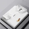 Polos masculinos 6 cores! Primavera e outono net eye algodão polo camisa mens bordado negócios casual lapela manga longa tshirt polo camisas 230904