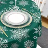 Table Cloth Christmas Green Snowflake Texture Waterproof Tablecloth Decoration Wedding Home Kitchen Dining Room Round