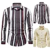 T-shirts pour hommes Chemise en coton épais Mode à manches longues Stripe Button Down Casual Robe Running Hommes