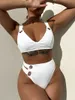 Women's Swimwear Push Up Women Swimsuit 2023 High Waist Bikini White Female Bathing Suit Beachwear Swimming Biquini Set