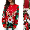 Suéteres de mujer Navidad copo de nieve Reno suéter tejido manga larga cuello jersey prendas de punto Tops iluminados