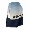 Мужские шорты, летние шорты с верблюжьим принтом, милые короткие штаны, мужская спортивная одежда, быстросохнущие плавки с рисунком, пустынный закат