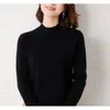 Kvinnors tröjor Autumn Winter 2023 Löst tröja Mock Turtleneck Wool Cashmere Kvinna Plus-storlek stickad botten Skjorta avslappnad