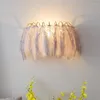 Wall Lamp Nordic Feather White Lamps Princess Room Bedroom Modern Girl Bedside Sconces Lights Children's Deco Lighting